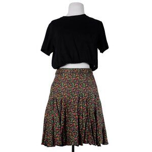 Zac Posen Z Spoke Women's US2 Black Floral Skirt Pleated A-Line Silk Blend Mini